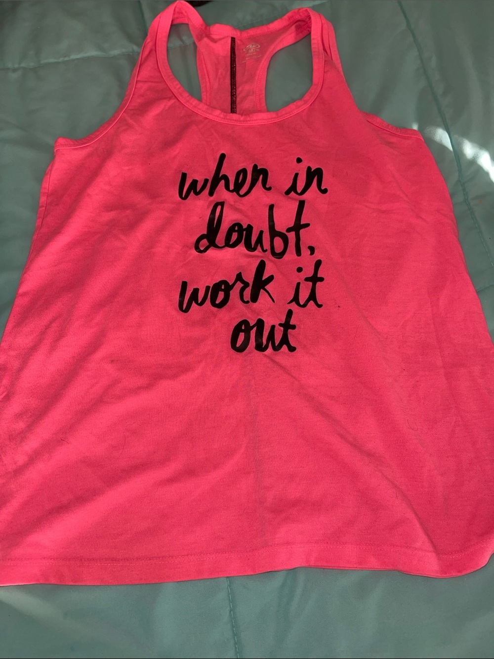 Athletic Works Neon Pink Racerback Tank with Black Script
